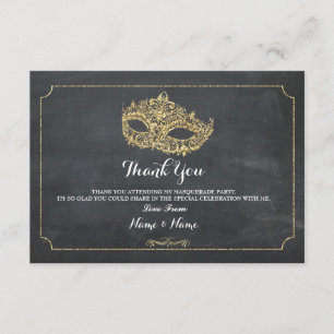 Thank You Cards Masquerade Mask Party Glitter