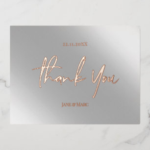 Thank You Cards Real Foil Pink Silver