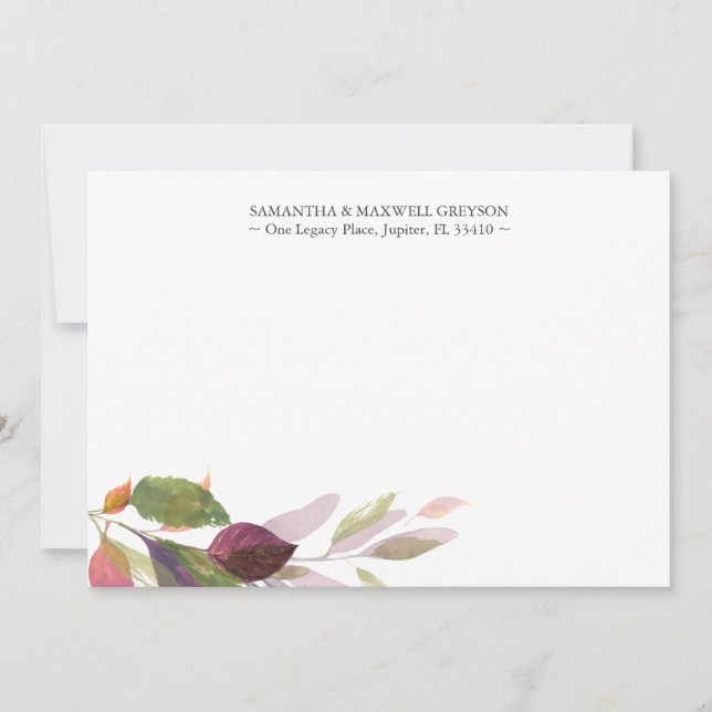 Thank You Cards Rustic Fall Foliage Stationery (Front)