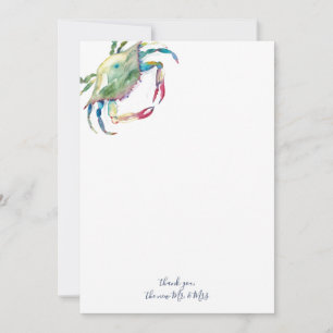 Thank You Cards Watercolor Blue Crab