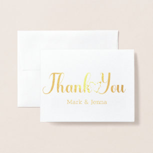 Thank You Cards Wedding Couples Name Script Heart