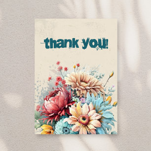 Thank You cards with Flowers, 5x7 inches, vertical