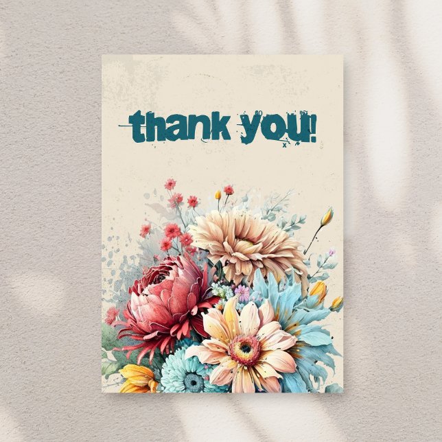 Thank You cards with Flowers, 5x7 inches, vertical (Creator Uploaded)