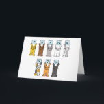 Thank You Cartoon Cats<br><div class="desc">Row of differently coloured cartoon cats holding blue cards with  letters on that spell out. 'Thank You'. A really sweet card or gift sure to please any cat lover who receives it!</div>