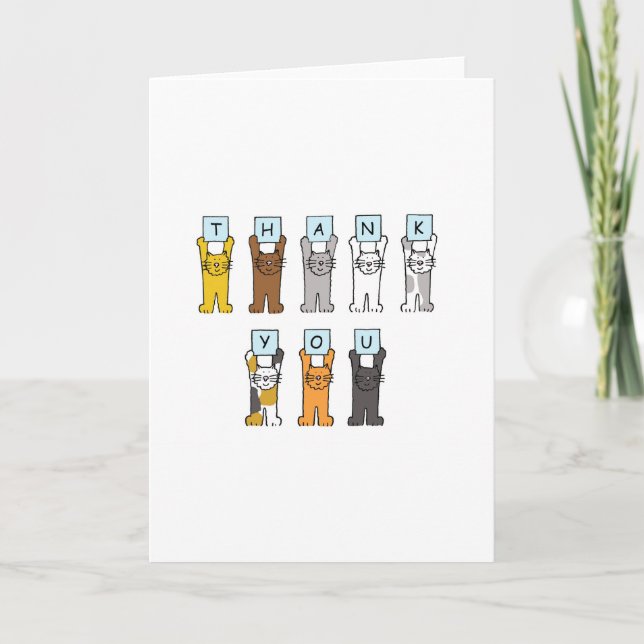 Thank You Cartoon Cats Card (Front)