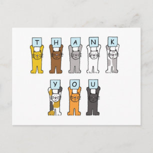 Thank You cartoon cats . Postcard