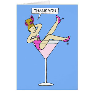 Thank you Cartoon Lady in a Cocktail Glass