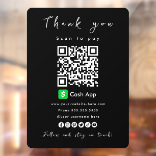 Thank You Cash App QR Code Scan to Pay Black