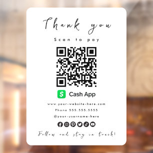 Thank You Cash App QR Code Scan to Pay White