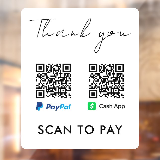 Thank You CashApp Paypal QR Code Scan to Pay White (Sheet 2)