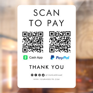 Thank you CashApp Paypal Scan to Pay QR Code White