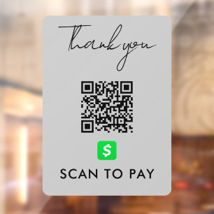 Thank You CashApp QR Code Scan to Pay Grey