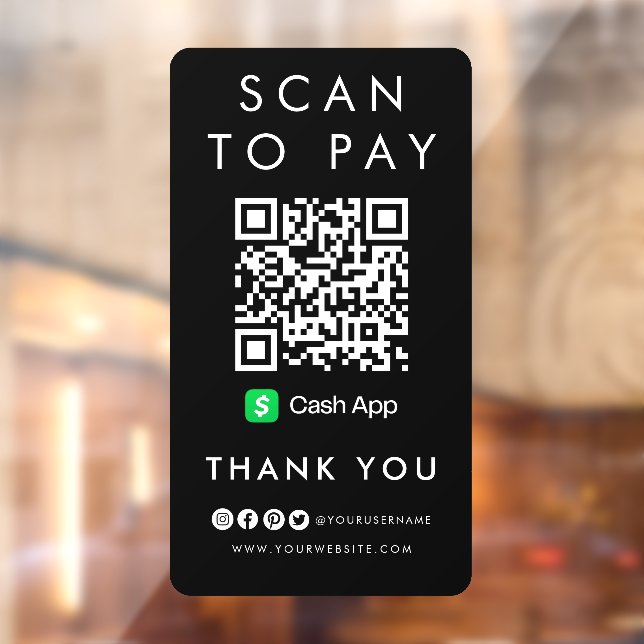 Thank you CashApp Scan to Pay QR Code Modern Black (Sheet 2)
