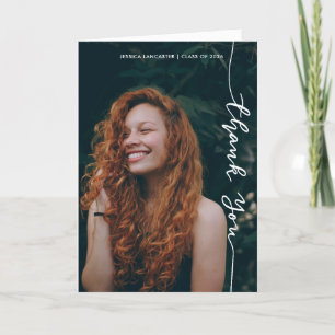 Thank You Casual Modern Script Graduate Photo Card