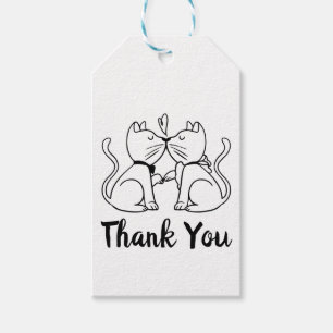 Thank You Cat Black White Wedding Bridal Shower Gift Tags