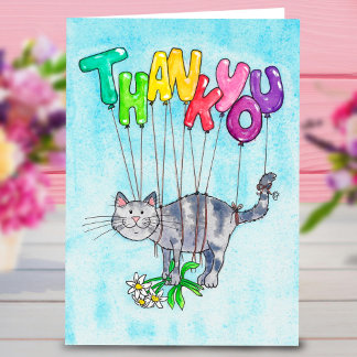 Thank you Cat greeting card by Nicole Janes