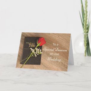 Thank You Catholic Deacon for Wedding Bible & Rose Card