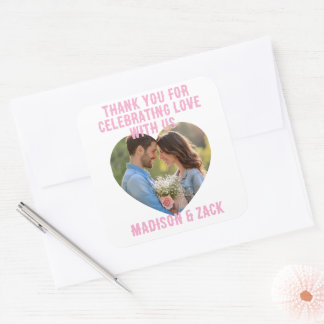 Thank You Celebrating Love PHOTO Square Sticker