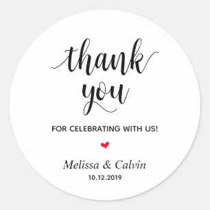 Thank you, celebrating with us, Wedding Gifts Classic Round Sticker