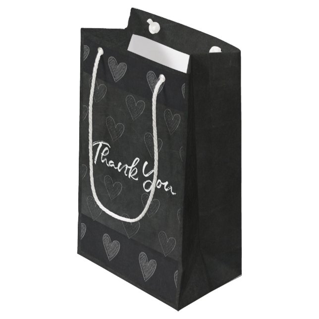 Thank You Chalk Board Design with Hearts Classic Small Gift Bag (Front Angled)