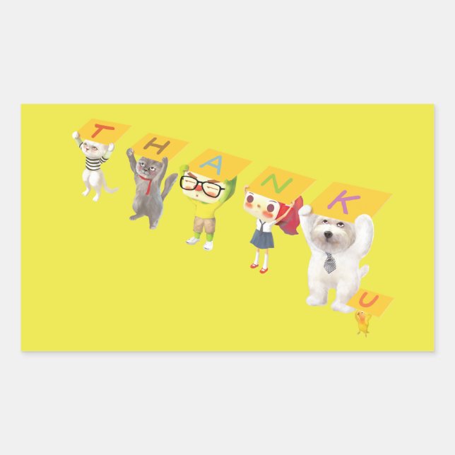 Thank You Characters Rectangular Sticker (Front)