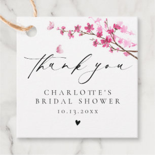 Thank You Cherry Blossom Pink Butterfly Favour Tags