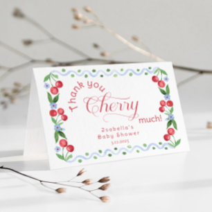 Thank you Cherry Much Blue trendy Thank you card