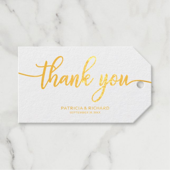 Thank You - Chic Calligraphy Wedding Favour Gift Tags (Front (Horizontal))