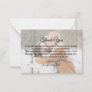 thank you,chic calligraphy wedding photo card