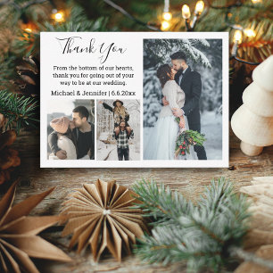 thank you chic handwriting wedding 3 photo collage card