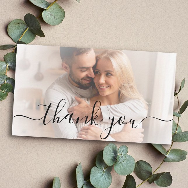 thank you chic handwriting wedding photo note card (Creator Uploaded)