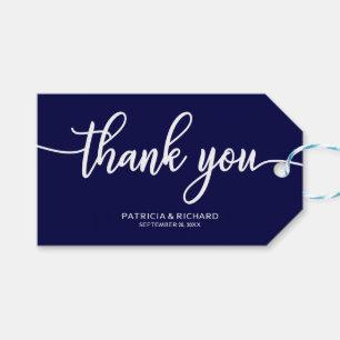 Thank You - Chic Navy Blue Wedding Favour Tags