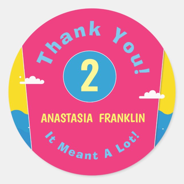 Thank You Child Kids Birthday Personalize Classic Round Sticker (Front)