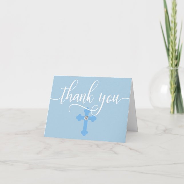THANK YOU Christening Communion Blue BOY | BLANK Card (Front)