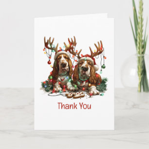 Thank You Christmas Basset Hound Dogs Card
