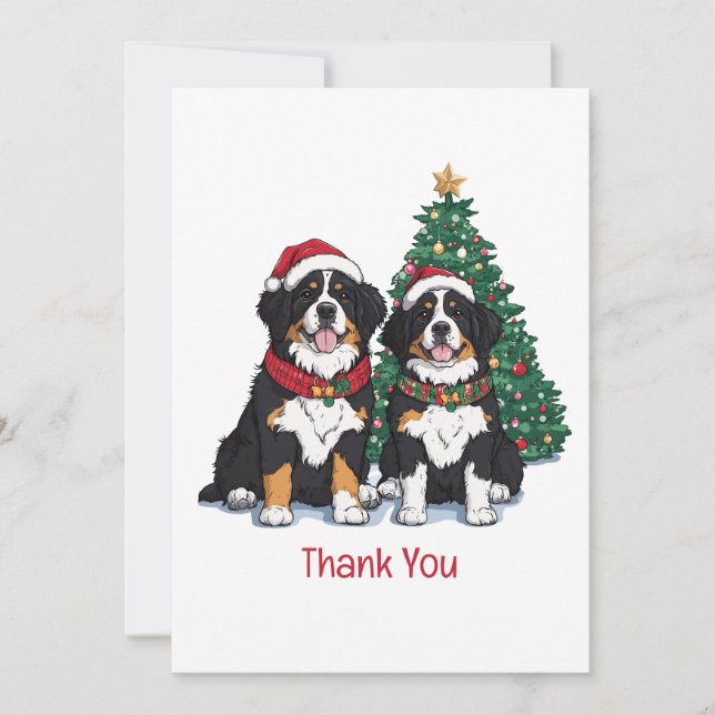 Thank You Christmas Bernese Mountain Dogs (Front)