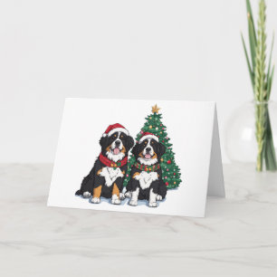 Thank You Christmas Bernese Mountain Dogs Card