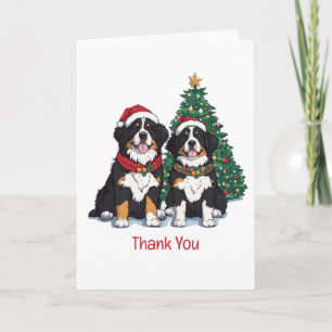 Thank You Christmas Bernese Mountain Dogs Card