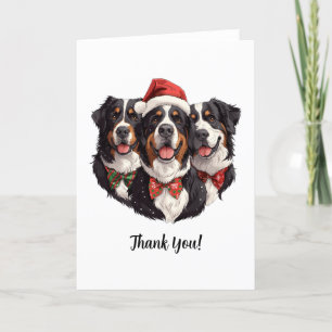 Thank You Christmas Bernese Mountain Dogs Card