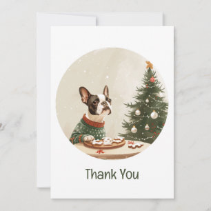 Thank You Christmas Boston Terrier Dog Card