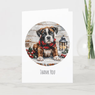 Thank You Christmas Boxer Puppy Card