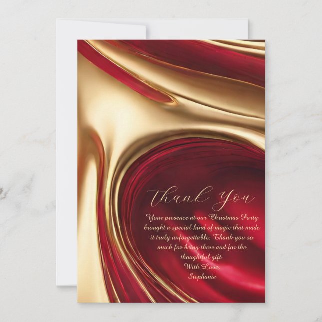 Thank You-Christmas Card-Red and Gold Invitation (Front)