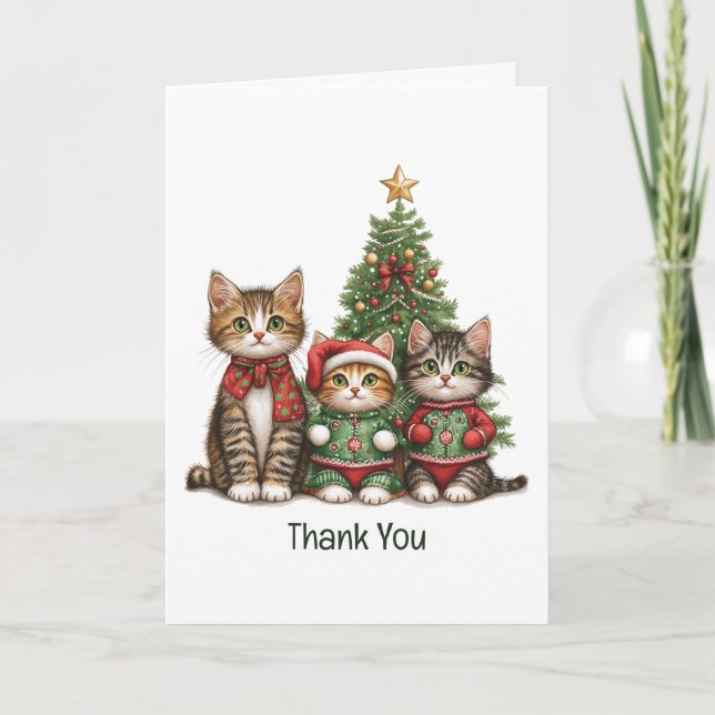 Thank You Christmas Cats Card (Front)