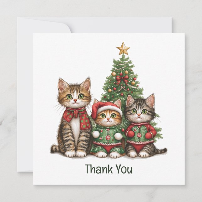 Thank You Christmas Cats Card (Front)