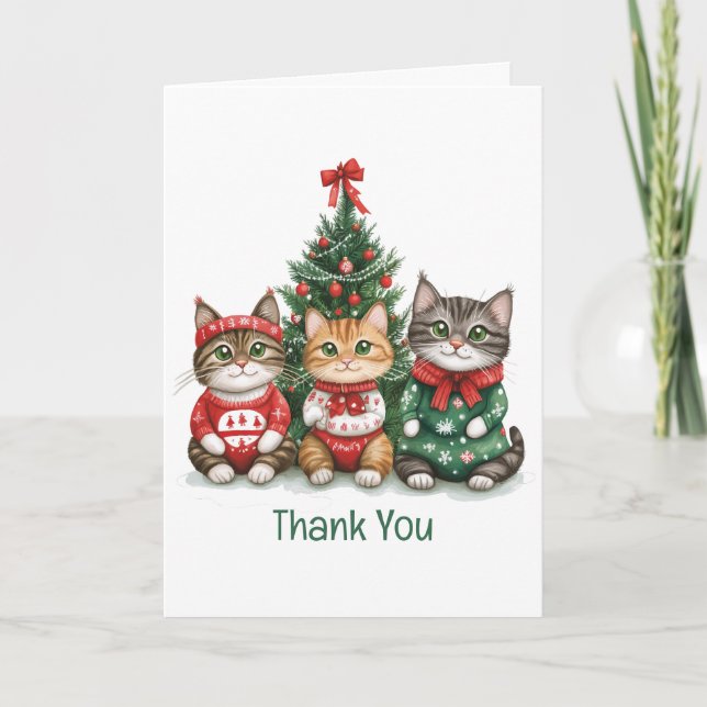 Thank You Christmas Cats Card (Front)