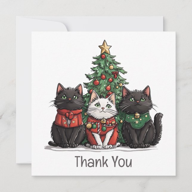 Thank You Christmas Cats Holiday Tree (Front)
