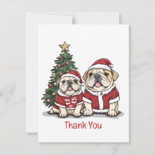 Thank You Christmas English Bulldog Santa Hats Card