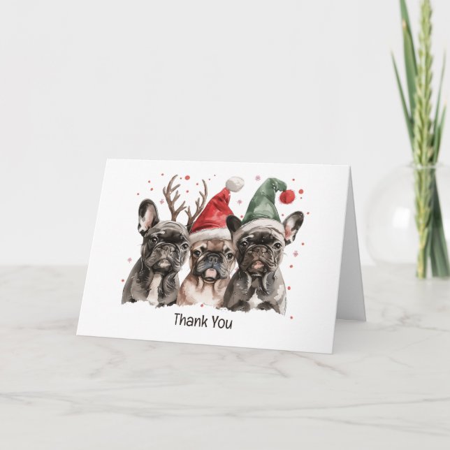 Thank You Christmas French Bulldog Reindeer Dogs (Front)