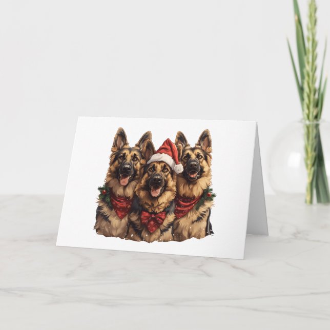 Thank You Christmas German Shepherd Dogs Card (Front)