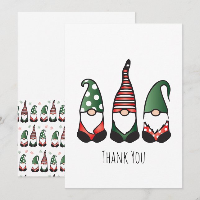 Thank You Christmas Gnome Pattern Card (Front/Back)